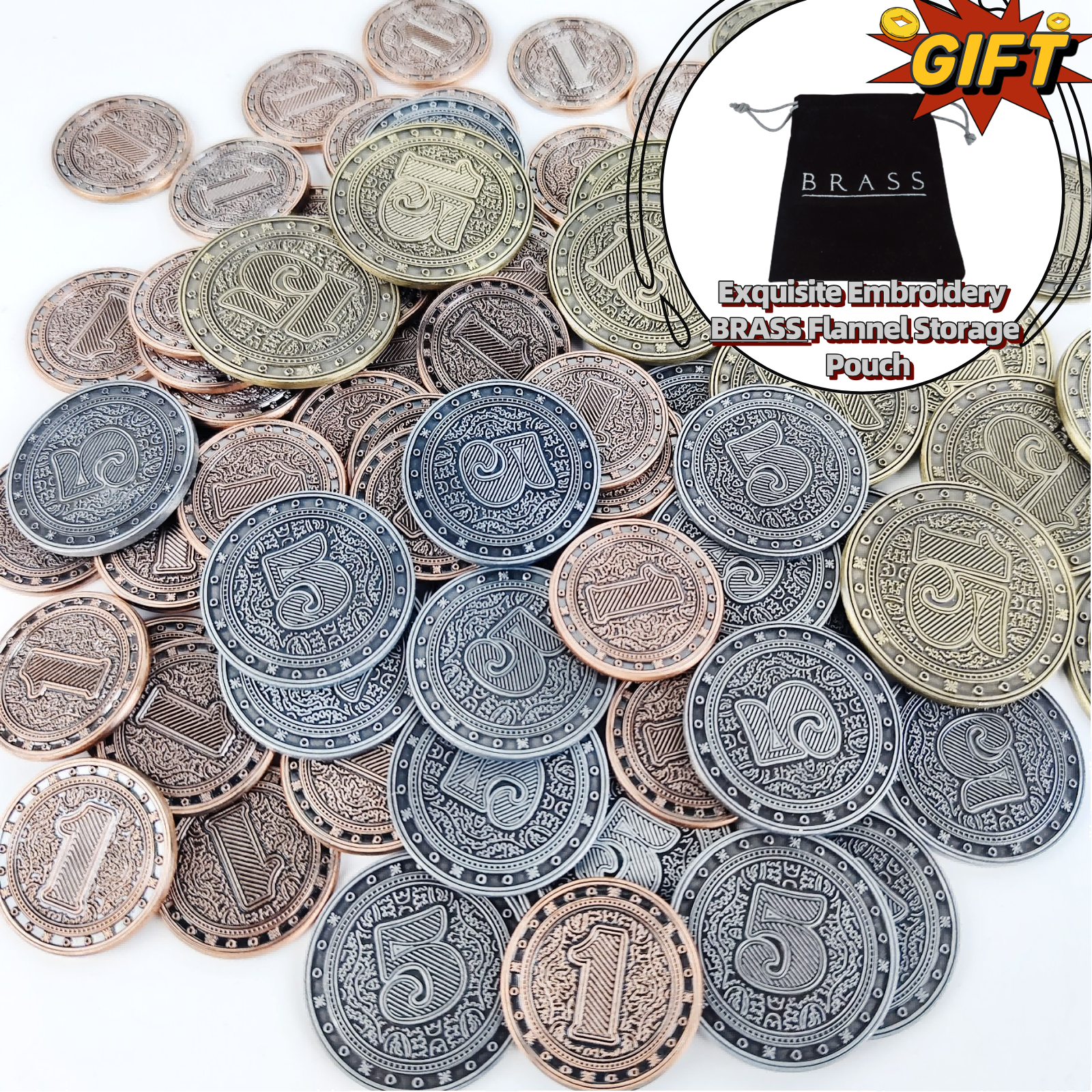 Luxury Brushed Metal Resource Tokens (Set of 30)